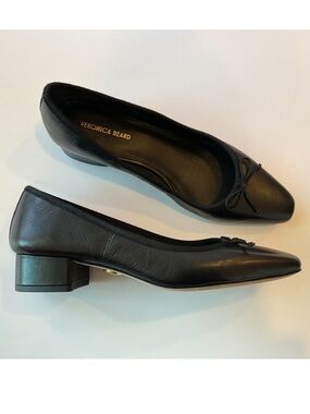 VERONICA BEARD Cecile Leather Ballet Bow Pump Black Size 8 LIKE NEW